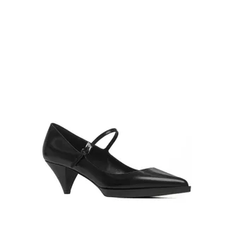 Prada Womens Calfskin Cone Pump Black Calf Leather