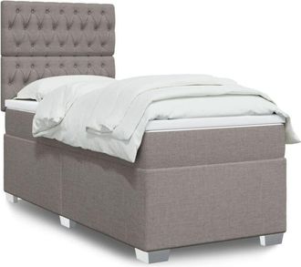 vidaXL Cama Box Spring Con Colch&oacute;n Tela Gris Taupe 90x200 Cm Vidaxl