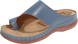 Generic Womens Flip Flops Summer Slides with Massage Sole Comfortable Casual Slippers Arch Support Indoor Outdoor Sandals Non Slip Beach Home Shoes 2026 (Blue