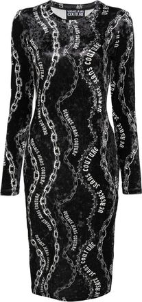 Versace Jeans Couture Chain Couture-print midi dress - women - Polyester/Spandex/Elastane - 38 - Black