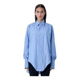 Maison Margiela Shirts, female, Blue, Size: XS Striped Cotton Poplin Shirt