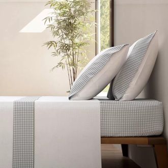 Casa da Laura S&aacute;banas 100% algod&oacute;n 200 hilos cuadrado de vichy gris cama 135/140 2