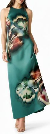 Steve Madden Bailee Floral Halter Neck Maxi Dress in Dusty Teal at Nordstrom, Size X-Small