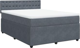 vidaXL Cama Box Spring Con Colch&oacute;n Terciopelo Gris Oscuro 140x200 Cm Vidaxl