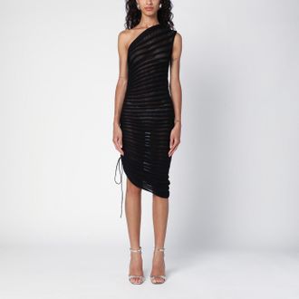 Alaia Black asymmetrical skeleton dress