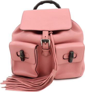 Gucci Bamboo Tassel Leather Pink Leather Backpack Bag (Pre-Owned)