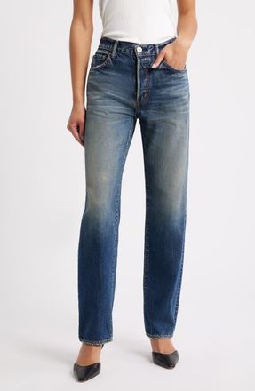 Moussy Vintage Arborwood Straight Leg Jeans in Blue at Nordstrom, Size 24