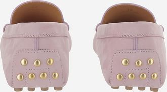 Tod's Womens Suede Rubber-Soled Loafers Pink Calfskin