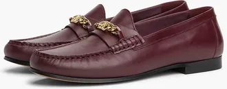 Tommy Hilfiger Womens Chain-Link Leather Loafer - Oxblood - US 6.5 / EU 37