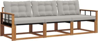 vidaXL Conjunto De Sof&aacute;s De Exterior 3 Uds. Gris Natural Y Claro Vidaxl