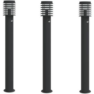 vidaXL L&aacute;mparas De Suelo Exterior Con Sensor 3 Uds Acero Negro 110 Cm Vidaxl