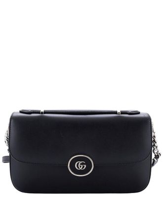 Gucci Black Leather Petite Gg Flap Shoulder Bag Small (Authentic Pre-Loved)