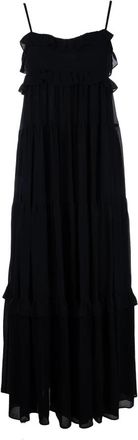 Michael Kors Maxi Abito in Georgette a Balze - Dames - Maxi kleedjes - Blauw - S - Polyester - Kleedjes