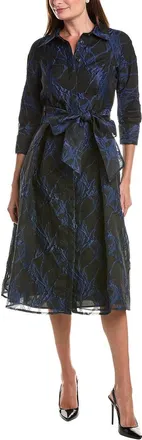 Teri Jon by Rickie Freeman Organza Web Pattern Shirtdress