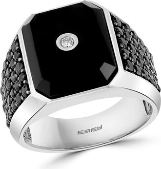 Effy Sterling Silver Diamond & Black Spinel Ring - 0.04ct. at Nordstrom Rack, Size 10