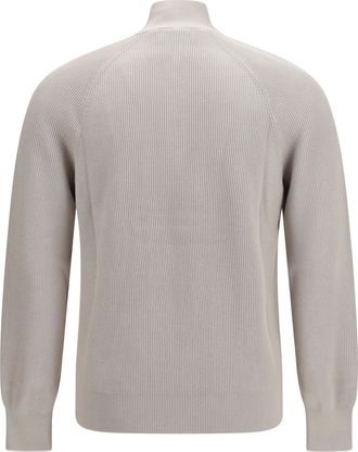 Brunello Cucinelli Mens Cotton Sweater With A High Neckline Juta+panama