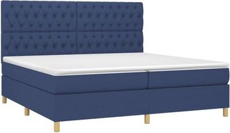 vidaXL Vidaxl - Cama Box Spring Colch&oacute;n Y Luces Led Tela Azul 200x200 Cm