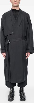 The Viridi-Anne Trenchcoat met enkele rij knopen - Zwart