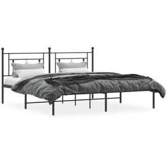 vidaXL Metal Bed Frame without Mattress with Headboard Black 183x213cm Vidaxl