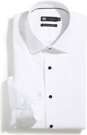 Le 31 Mens Jacquard bib tuxedo shirt Modern fit