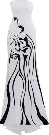 Saiid Kobeisy Embroidered Crepe Strapless Gown With Padded Detailing