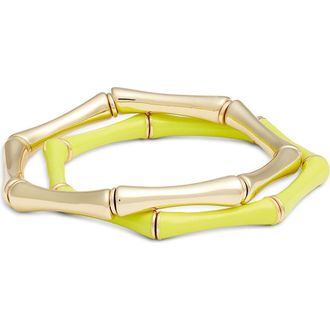 Nordstrom Set of 2 Bamboo Link Stretch Bracelets in Citrine- Gold at Nordstrom Rack