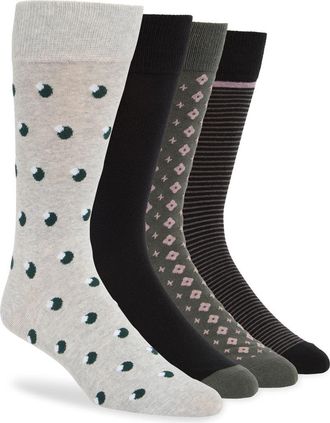 Ted Baker 4-Pack Assorted Dress Crew Socks in Green at Nordstrom Rack