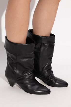 Isabel Marant Dalby Leather Heeled Ankle Boots, Womens, Black