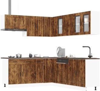 vidaXL Vidaxl - Mueble Cocina Lucca Roble Ahumado 11 Pzas Madera Contrachapada