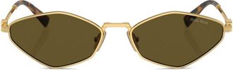 Miu Miu Eyewear logo-lettering geometric-frame sunglasses - women - Metal - 56 - Gold