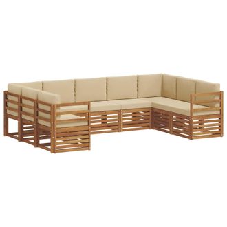 vidaXL Conjunto De Sof&aacute;s De Exterior 9 Uds. Natural Y Beige Vidaxl