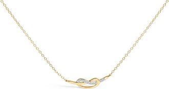 House of Brilliance 14K Yellow Gold Plated.925 Sterling Silver Diamond Accent Infinity Ribbon Pendant Necklace