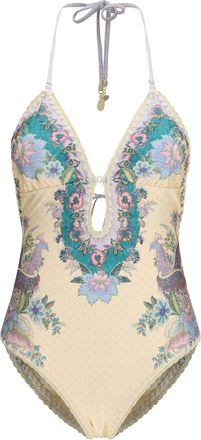 Zimmermann Womens One-Piece Swimsuit Indra Cream Scarf Floral Polyamide Swimwear Sea Clothing
