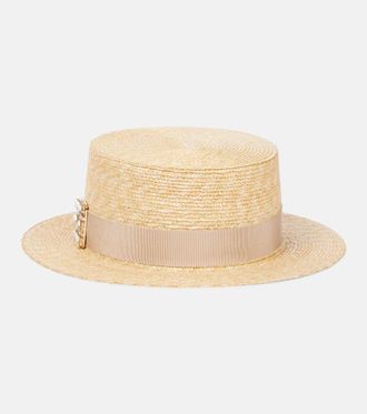 Roger Vivier Très Vivier embellished raffia boater hat