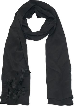 Jimmy Choo London Sciarpa con applicazione a fiori - Nero