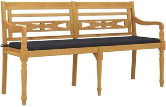 vidaXL Vidaxl - Banco Batavia Con Coj&iacute;n Antracita Madera Maciza De Teca 150 Cm