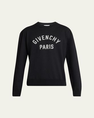 Givenchy Mens Embroidered Logo Cotton Crewneck Sweater