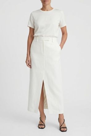 Brunello Cucinelli Off White Linen Blend Skirt, Brand Size 44 (US Size 10)