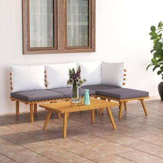 vidaXL Vidaxl - Muebles De Jard&iacute;n 5 Piezas Con Cojines Madera Maciza De Acacia