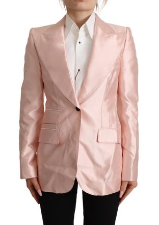 Dolce & Gabbana Womens Silk Blazer Notch Neck Long Sleeves - Pink - Size EU 36 (Womens)