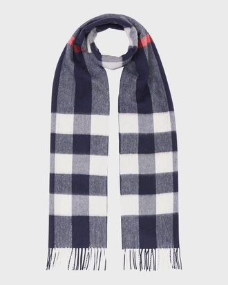 Burberry Mens Half Mega Check Cashmere Scarf