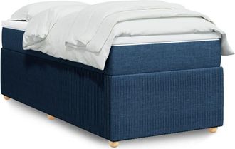 vidaXL Cama Box Spring Con Colch&oacute;n Tela Azul 90x190 Cm Vidaxl