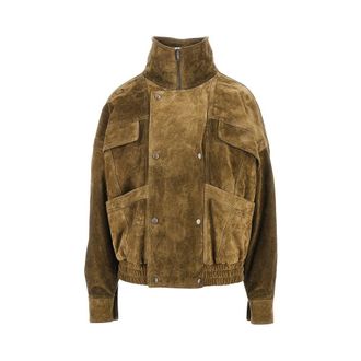 Saint Laurent Oversized suede leather bomber jacket Woman 36