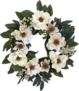 Nearly Natural 22In Magnolia Wreath