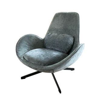 Mathi Design Sill&oacute;n giratorio de terciopelo gris azulado