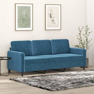 vidaXL Sof&aacute; De 3 Plazas Terciopelo Azul 180 Cm Vidaxl