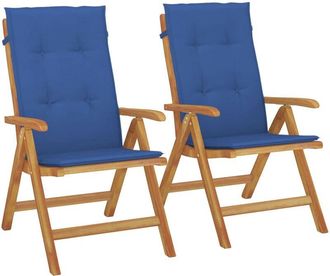 vidaXL Sillas De Jard&iacute;n Reclinables Y Cojines 2 Uds Madera Maciza Teca Vidaxl