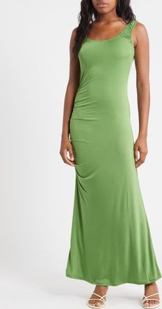 Topshop Slinky Scoop Neck Dress in Green at Nordstrom, Size X-Small
