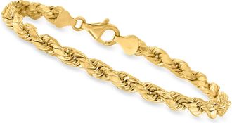 Canaria Canaria Mens 5.5mm 10kt Yellow Gold Rope Chain Bracelet