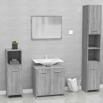 vidaXL Set De Muebles De Ba&ntilde;o Madera Contrachapada Gris Sonoma Vidaxl